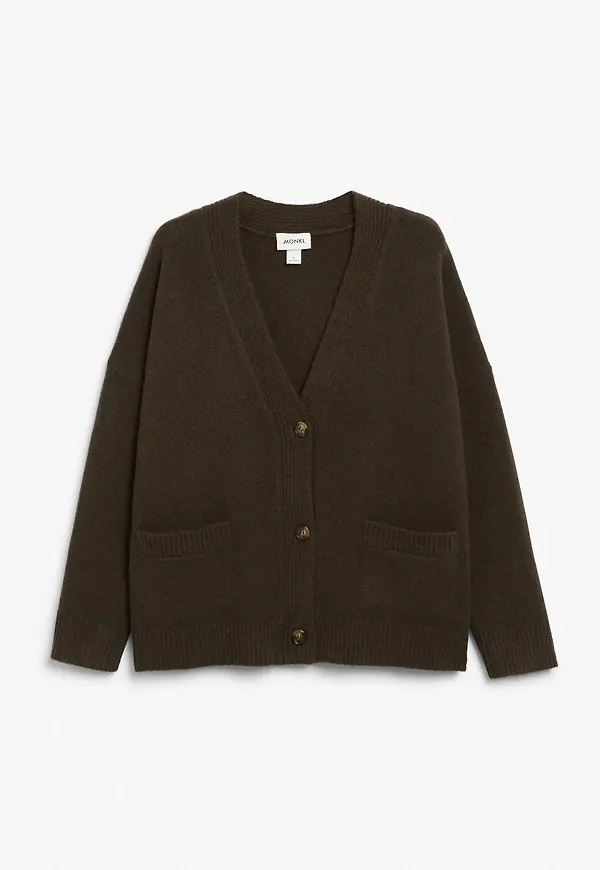 Relaxed knitted cardigan - Brown