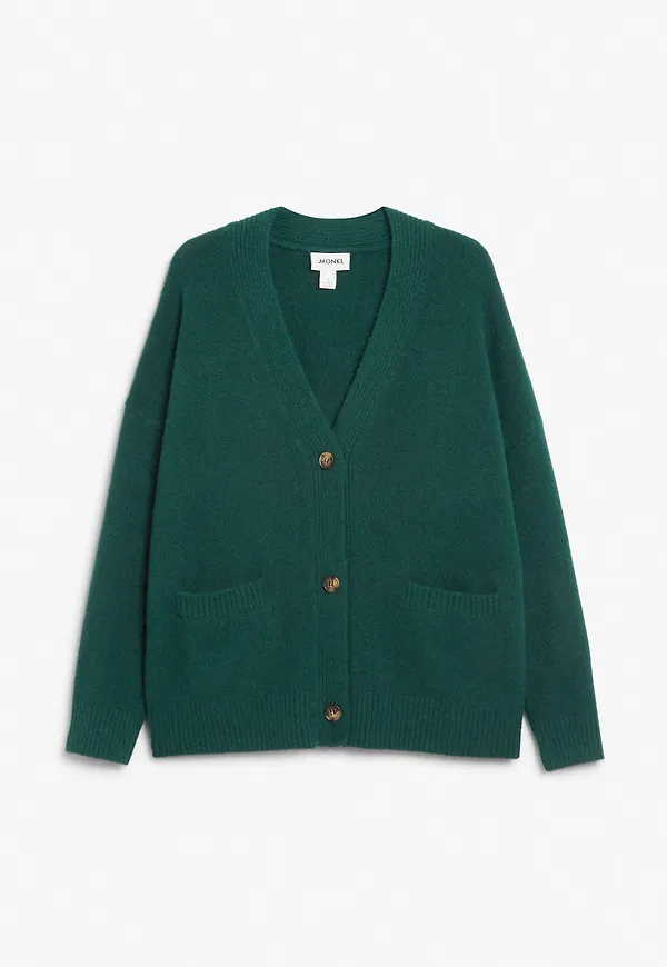 Relaxed knitted cardigan - Green