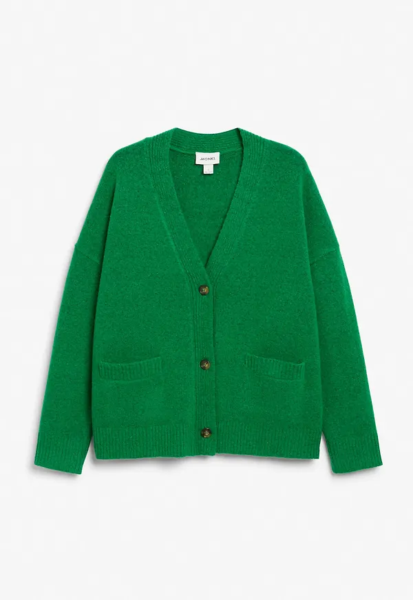 Relaxed knitted cardigan - Green