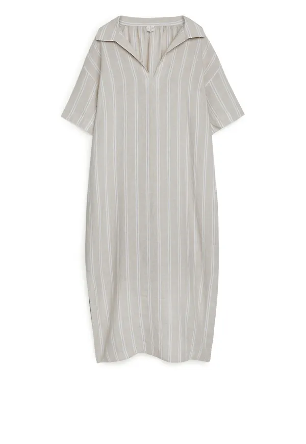 Relaxed Linen Dress - Brown