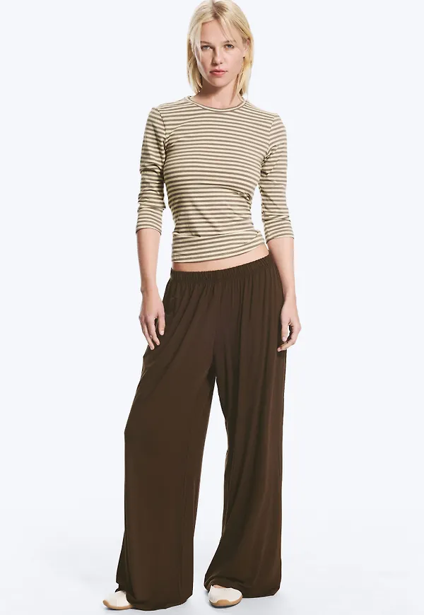Relaxed Low‑Rise Jersey Trousers