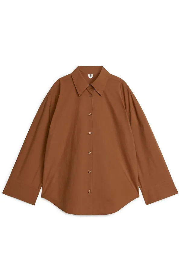 Relaxed Poplin Shirt - Beige