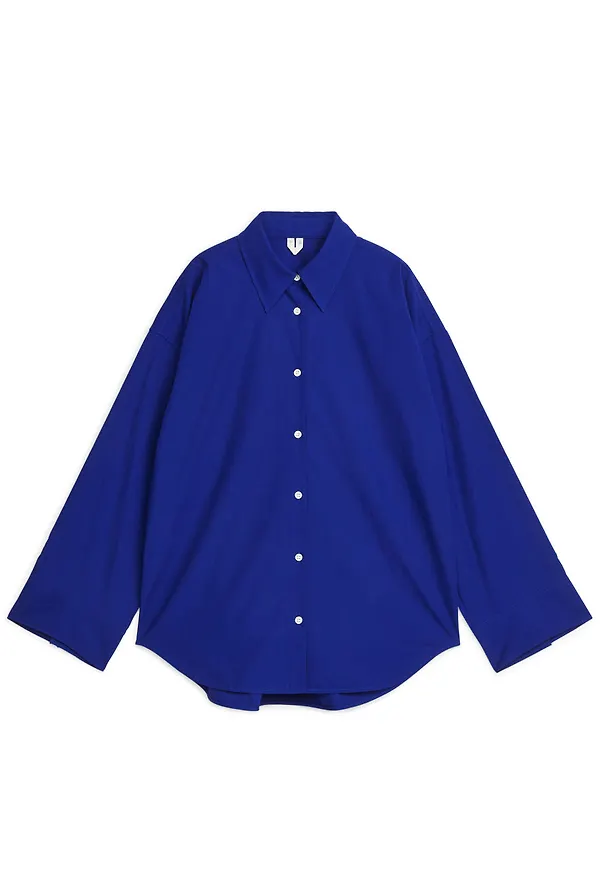 Relaxed Poplin Shirt - Blue