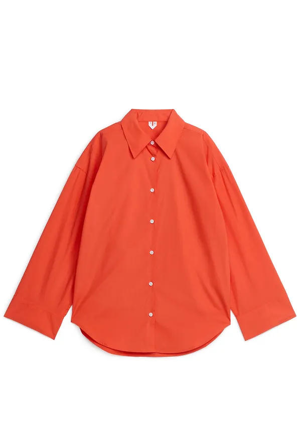 Relaxed Poplin Shirt - Orange