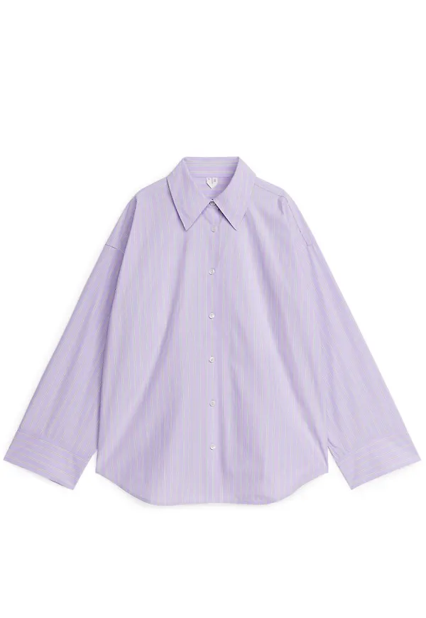 Relaxed Poplin Shirt - Purple