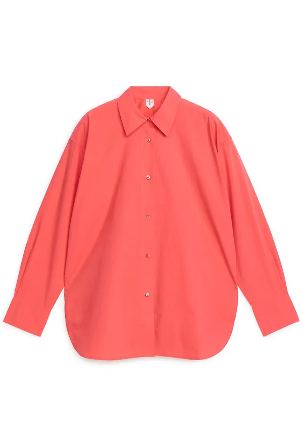 Relaxed Poplin Shirt - Red