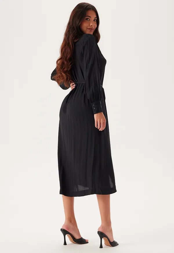 Relaxed Satin Stripe Shirt Dress