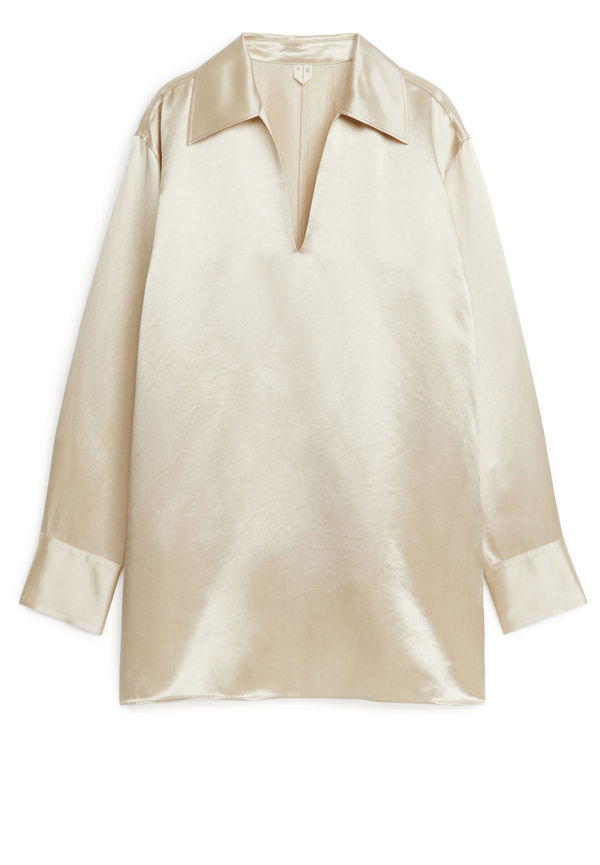 Relaxed Satin Tunic - Beige