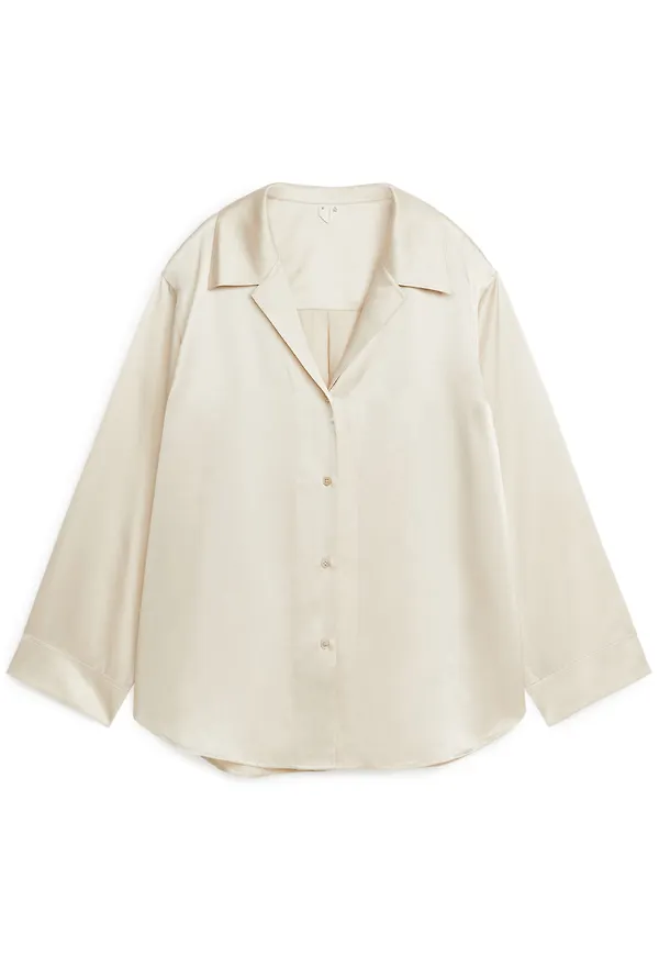 Relaxed Silk Shirt - Beige