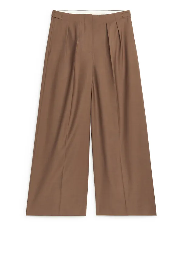 Relaxed Wool-Blend Trousers - Beige