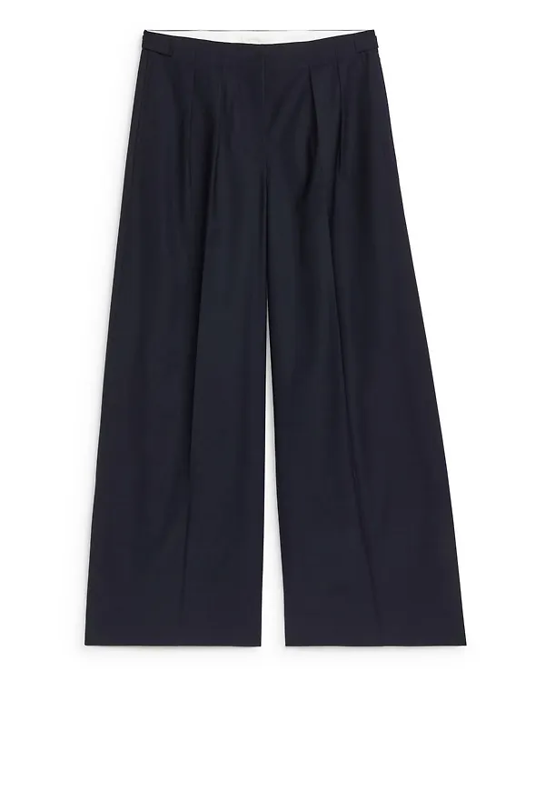 Relaxed Wool-Blend Trousers - Blue