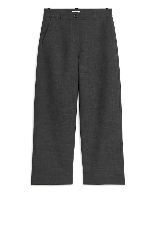 Relaxed Wool Blend Trousers - Grey