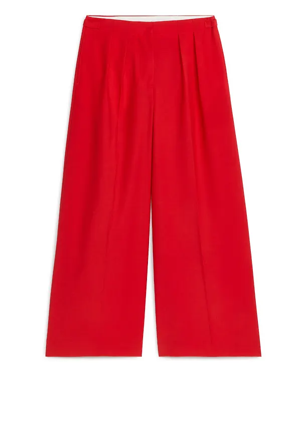 Relaxed Wool-Blend Trousers - Red
