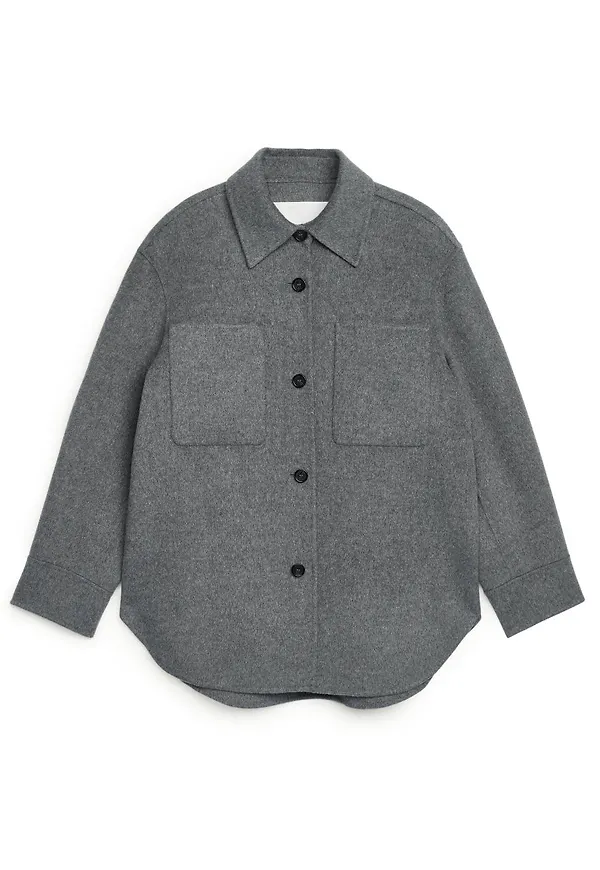 Relaxed Wool Overshirt - Grey