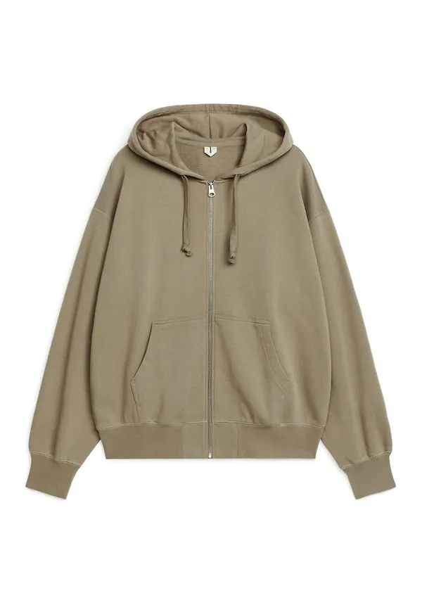 Relaxed Zip Hoodie - Brown