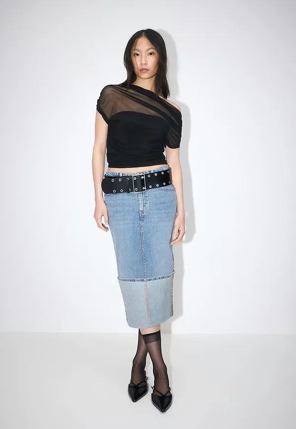 Gina Tricot - Remade fold up denim skirt - jeanskjolar - Blå - 32 - Dam