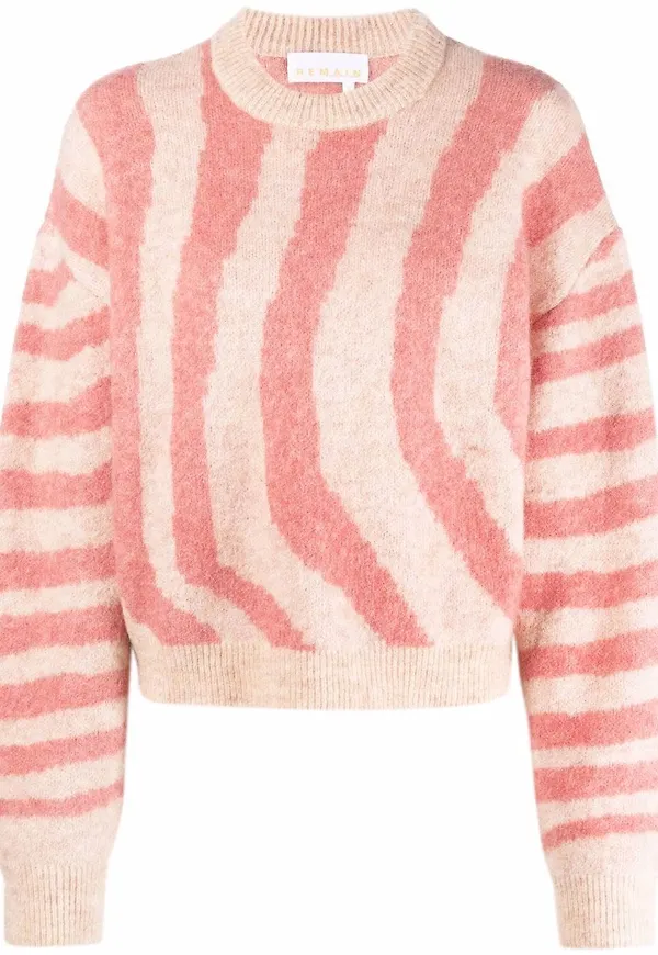 REMAIN randig stickad tröja - Rosa