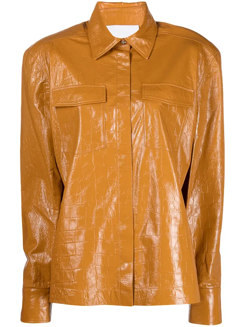 REMAIN skinnjacka i oversize-modell - Brun