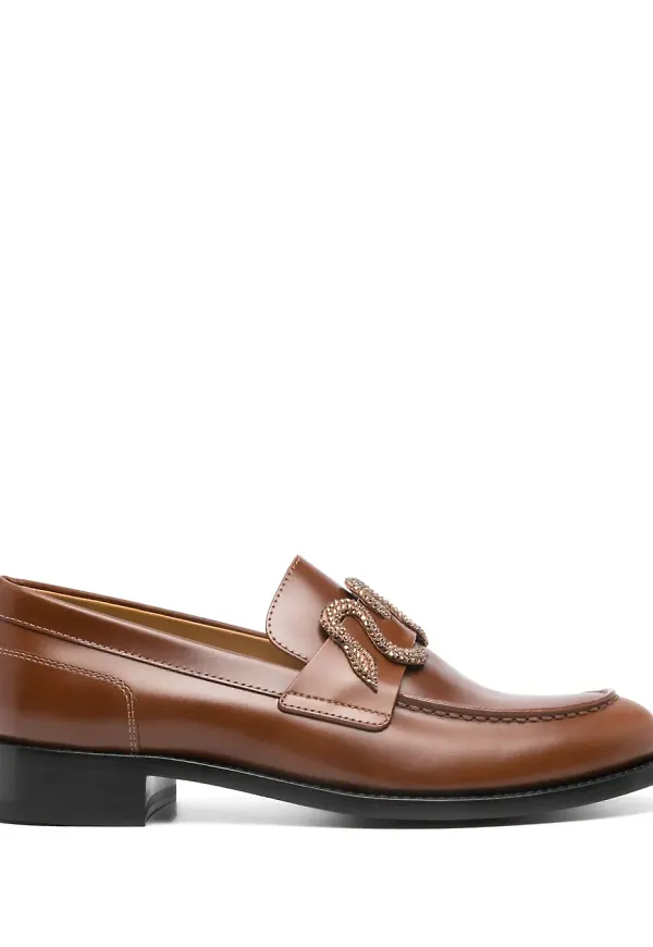 René Caovilla Morgana strassprydda loafers - Brun