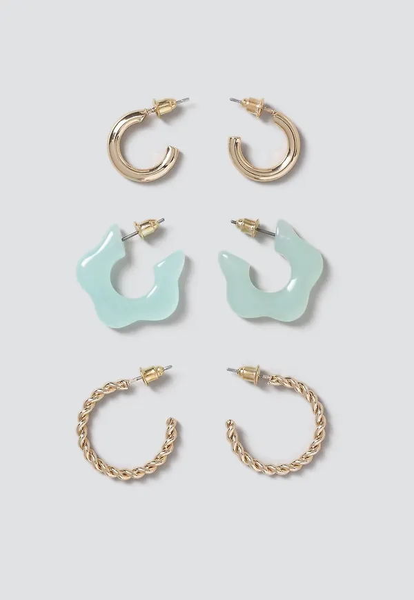 Resin Green Flower Hoop Earring Pack