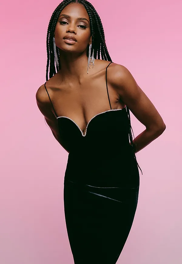 Rhinestone velvet dress