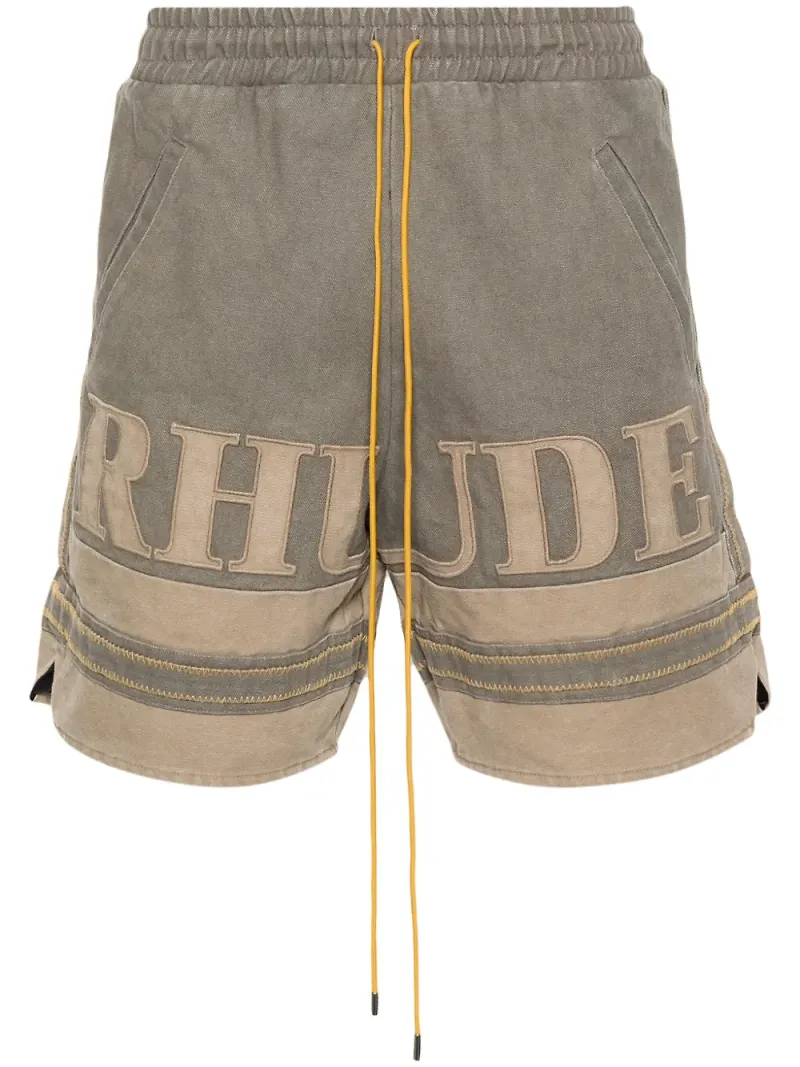 RHUDE shorts med logotypapplikation - Grön