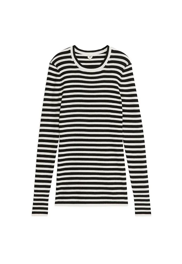 Rib-Knit Merino Top - Black