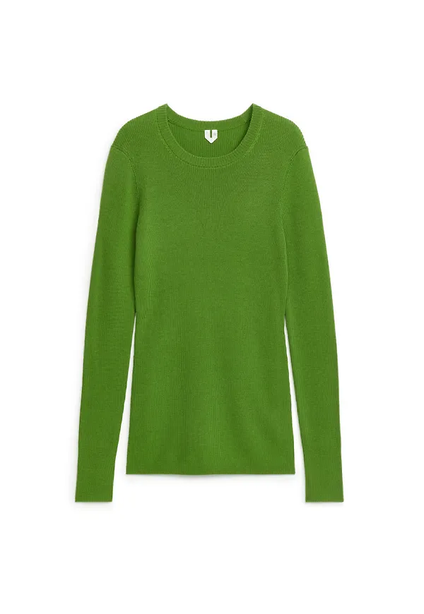 Rib-Knit Merino Top - Green