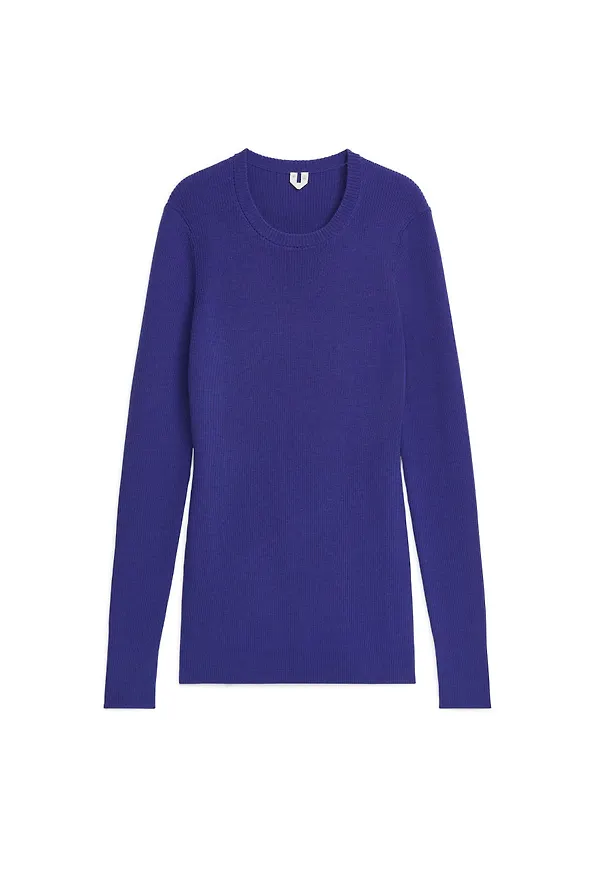 Rib-Knit Merino Top - Purple