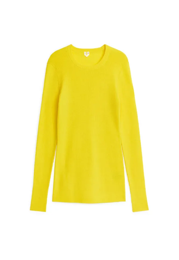 Rib-Knit Merino Top - Yellow