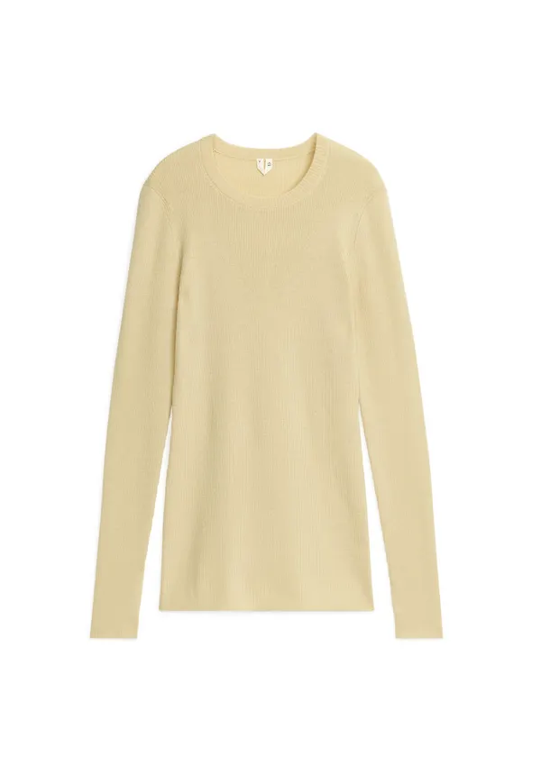 Rib-Knit Merino Top - Yellow