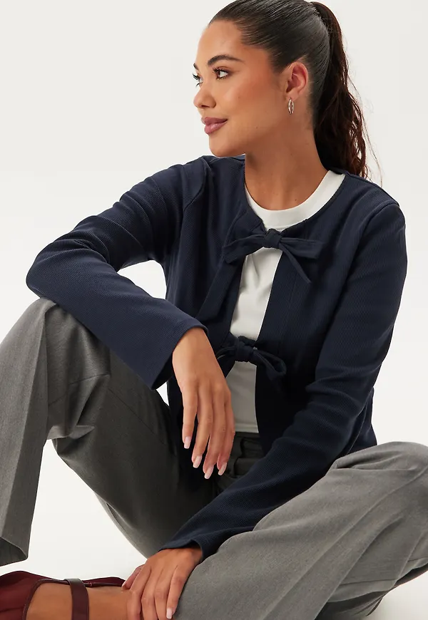 Rib Bow Cardigan