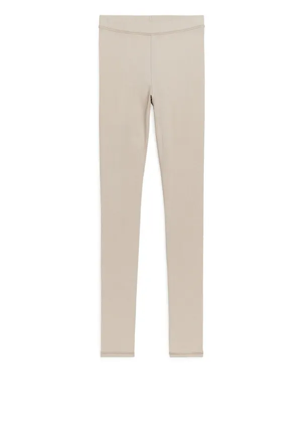 Rib Jersey Leggings - Beige