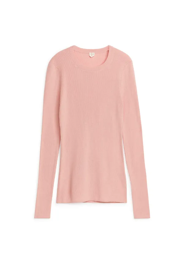 Rib-Knit Merino Top - Pink
