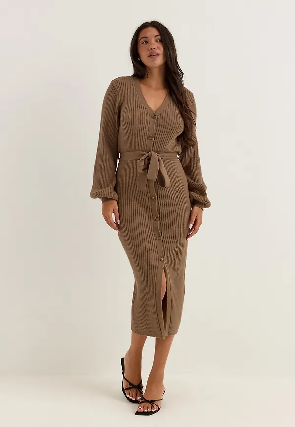 Rib Knitted Cardigan Dress