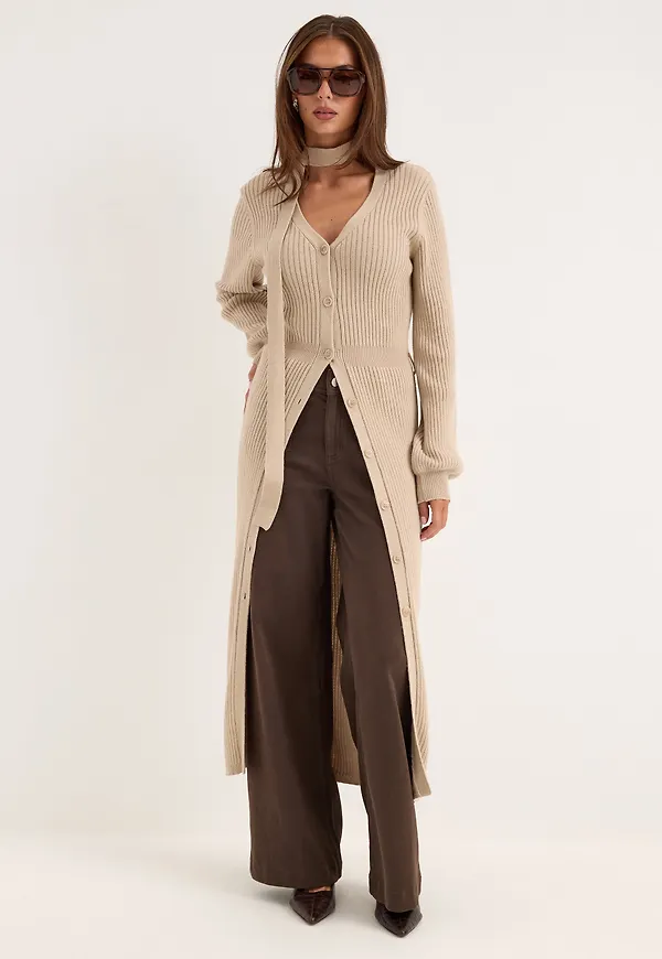 Rib Knitted Cardigan Dress