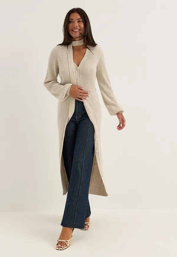 Rib Knitted Cardigan Dress