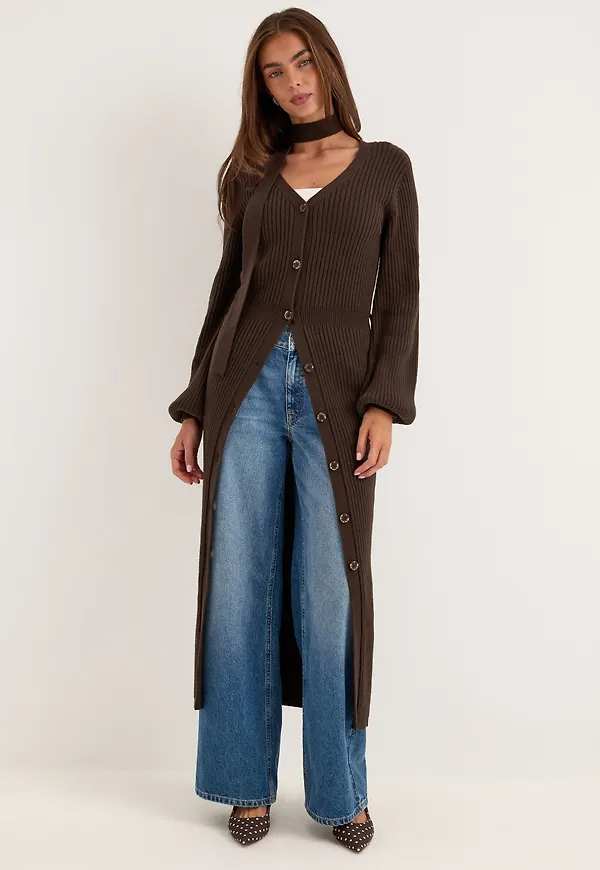 Rib Knitted Cardigan Dress