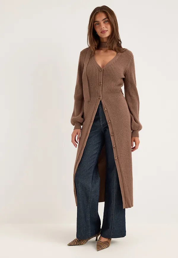 Rib Knitted Cardigan Dress