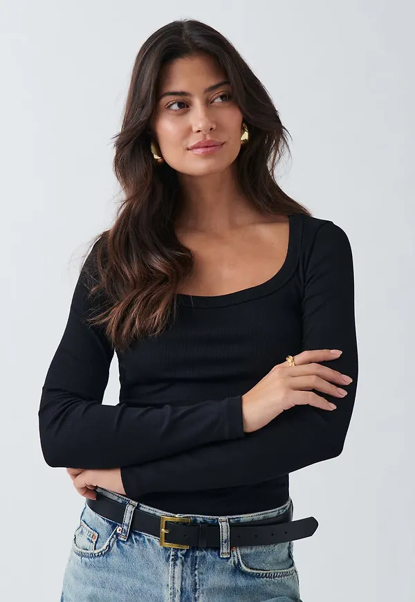 Rib long sleeve top