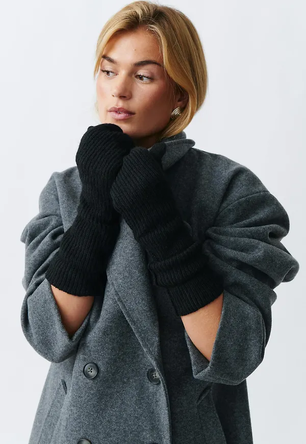 Gina Tricot - Rib mittens - Vantar & handskar - Svart - ONESIZE - Dam