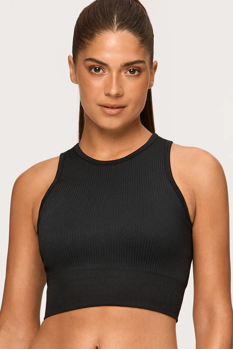 Rib Seamless Crop Top Black