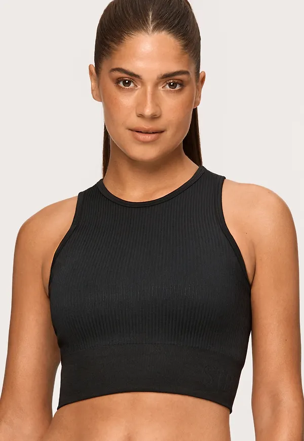 Rib Seamless Crop Top Black