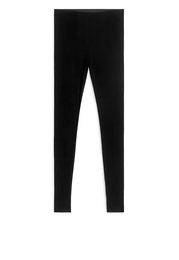 Rib Silk Tights - Black