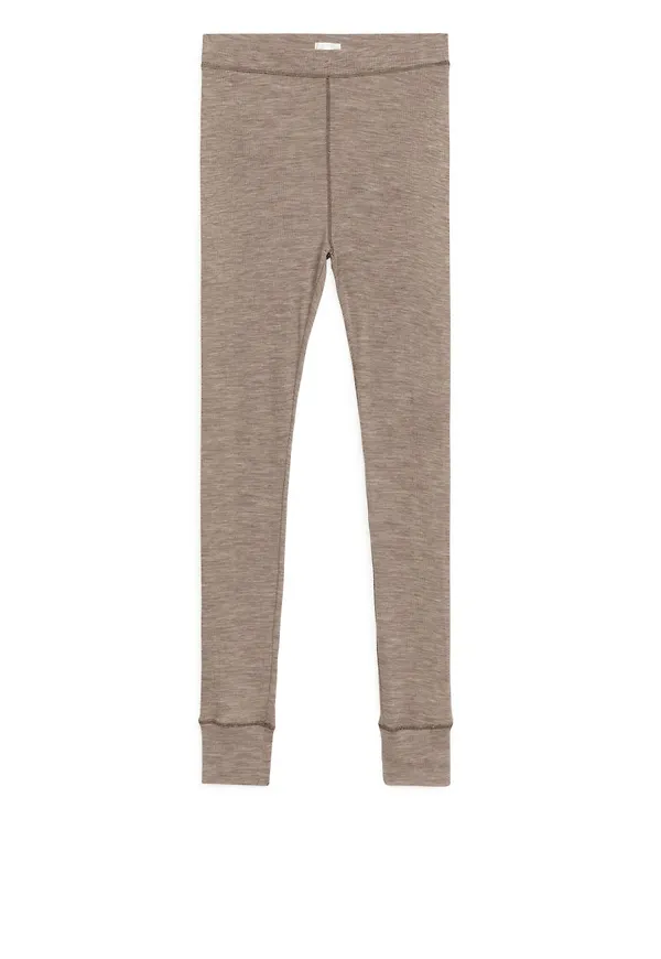 Rib Wool Leggings - Beige