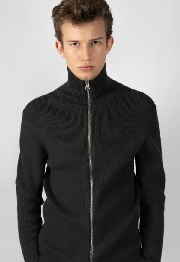 Rib Zip Cardigan