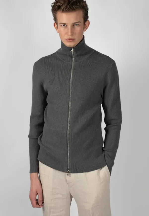 Rib Zip Cardigan