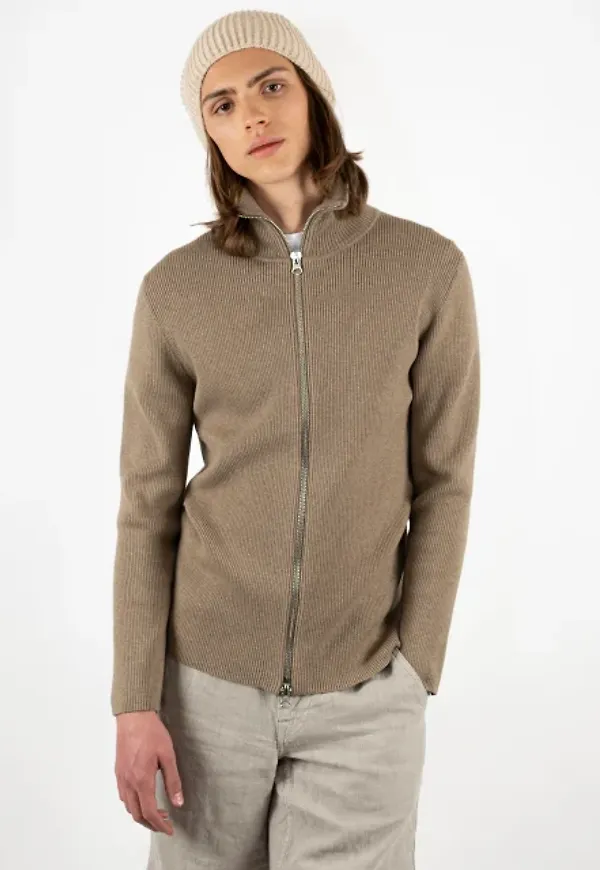 Rib Zip Cardigan