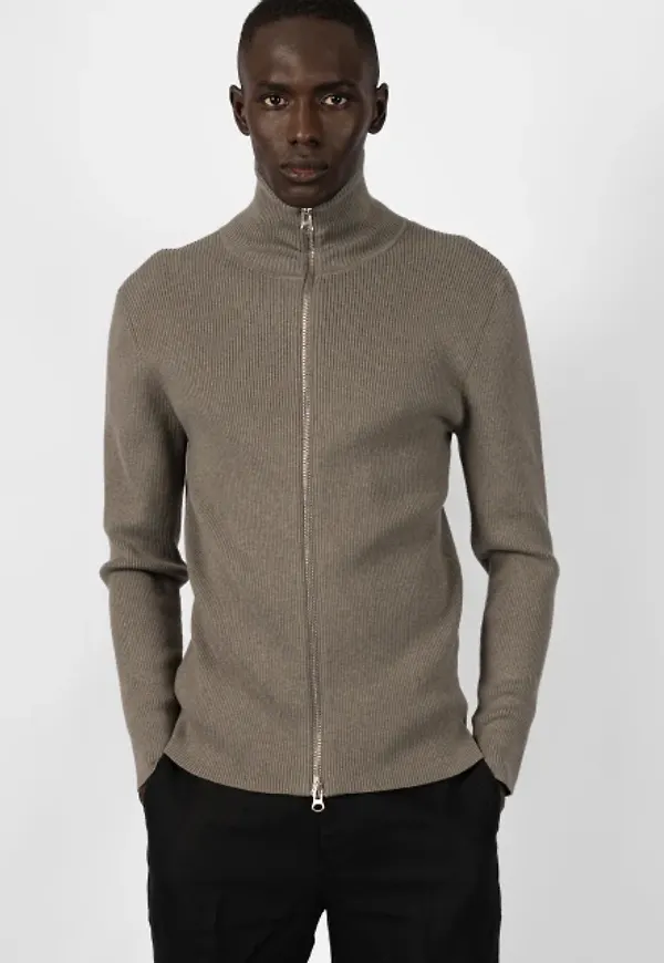Rib Zip Cardigan