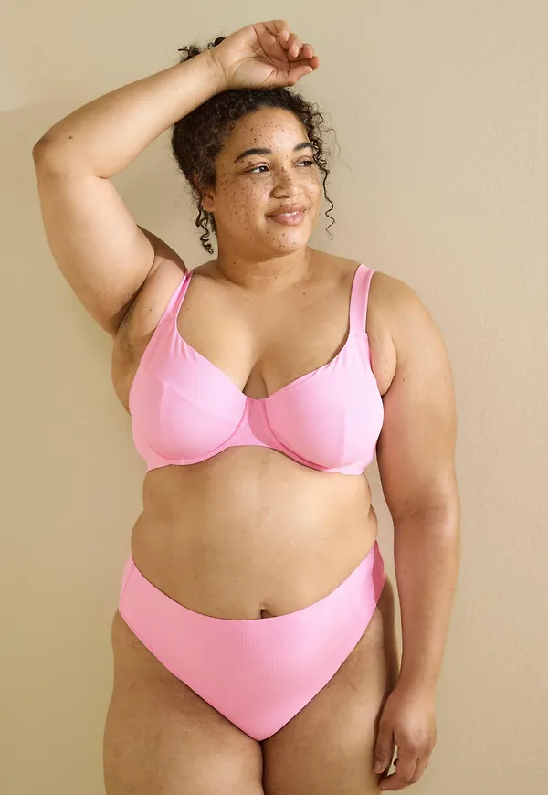 Ribbad bikini bh utan vaddering med bygel